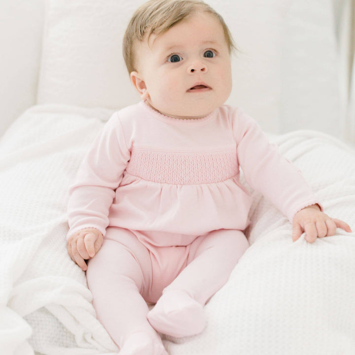 FOOTIE SMOCKED PINK