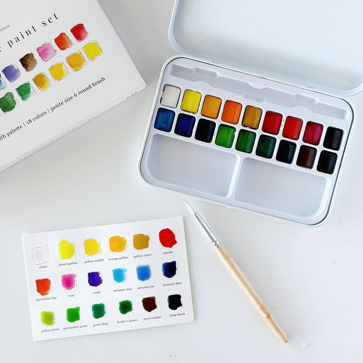 WATERCOLOR PAINT SET 18 COLORS W/BRUSH