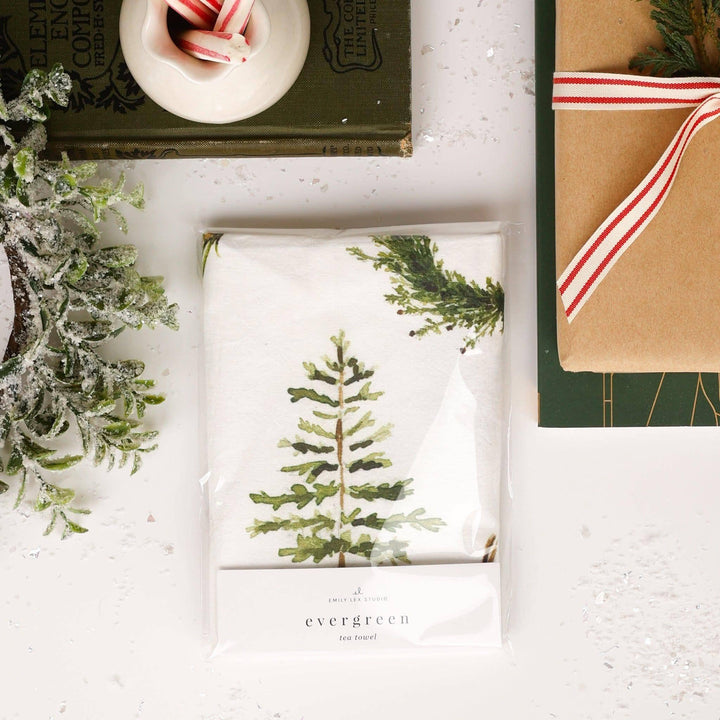 TEA TOWEL EVERGREEN CHRISTMAS COTTON FLOUR SACK