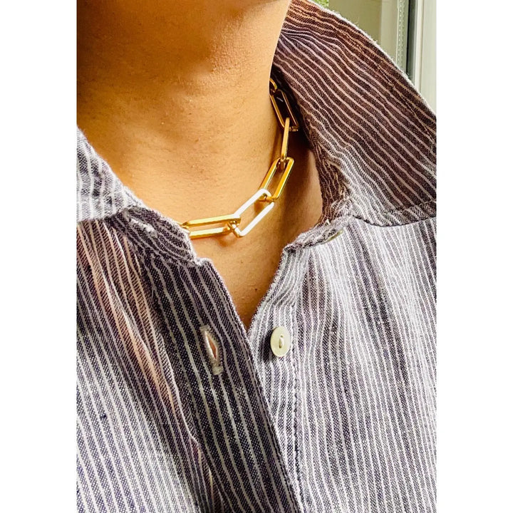 NECKLACE PAPERCLIP CHAIN MATTE GOLD 15"