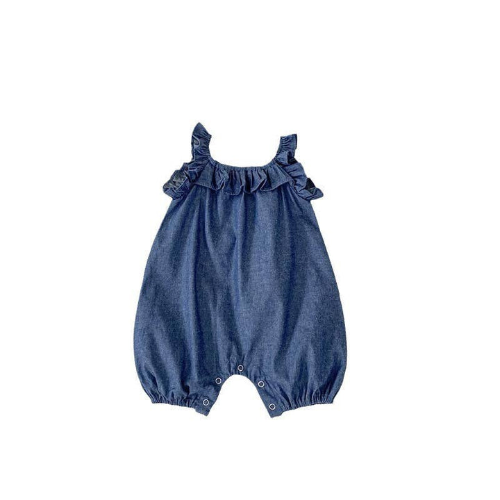 BODYSUIT DENIM SLEEVELESS RUFFLE