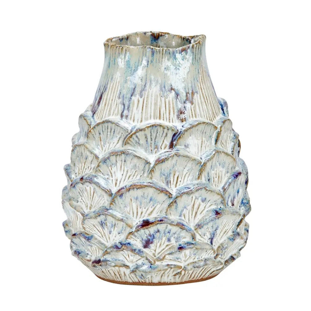 MED VASE POT CERAMIC SEASHELL