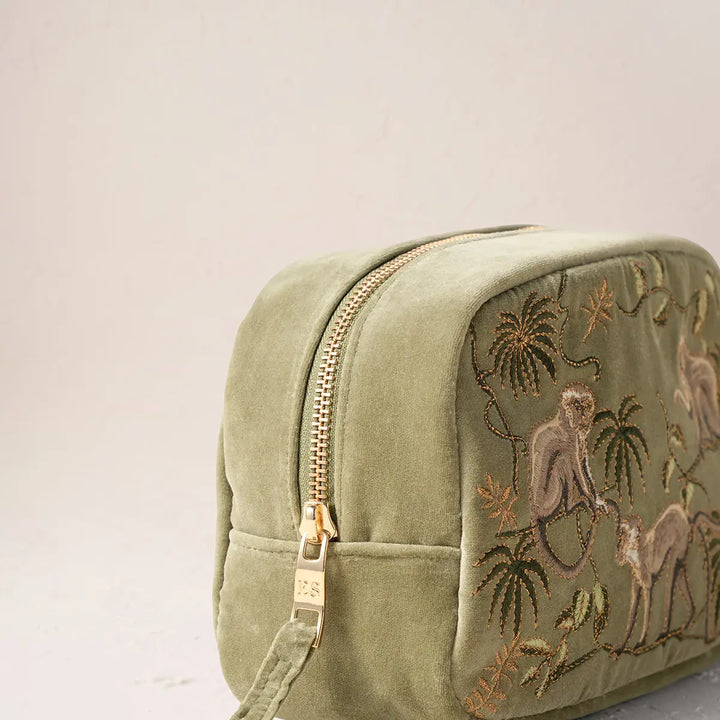 MAKEUP BAG MONKEYS OLIVE