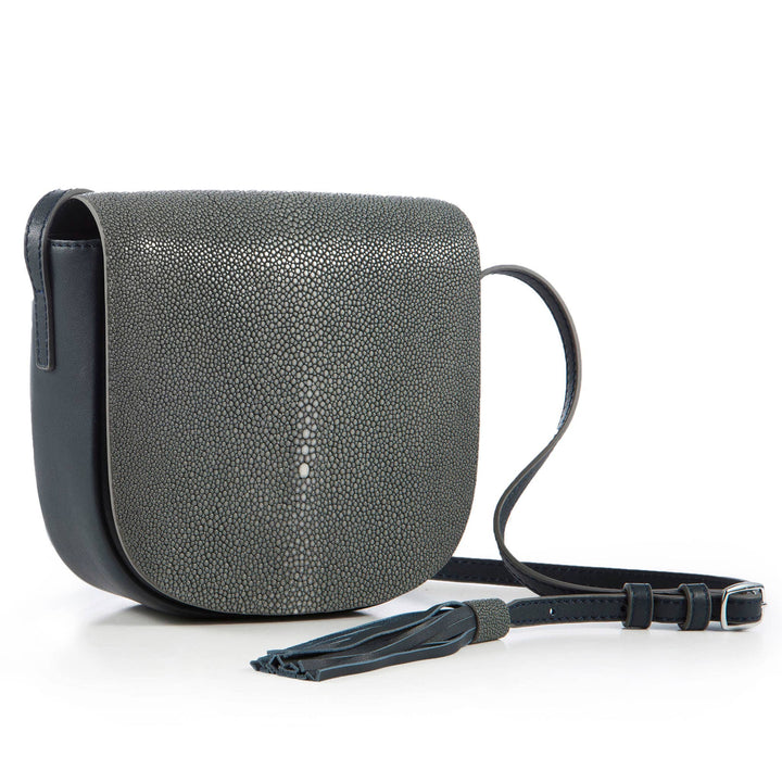 CROSS BODY SADDLE BAG W/ TASSELED STRAP