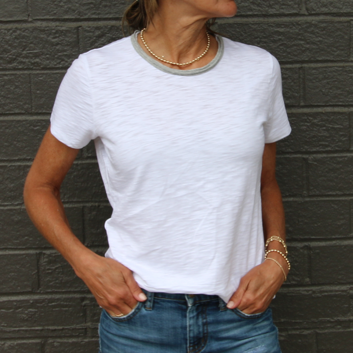 T-SHIRT SHORT SLEEVE TEE  WITH LIGHT HEATHERED GRAY