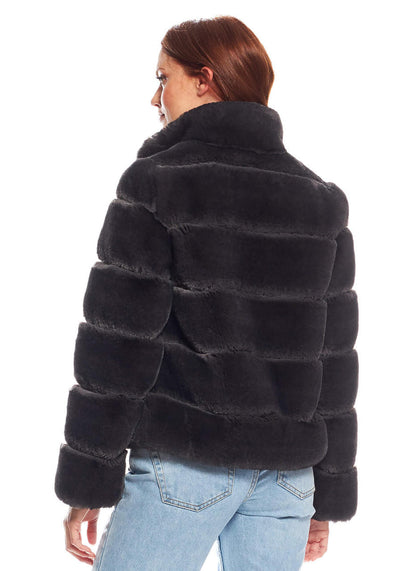 JACKET CHARCOAL FAUX FUR