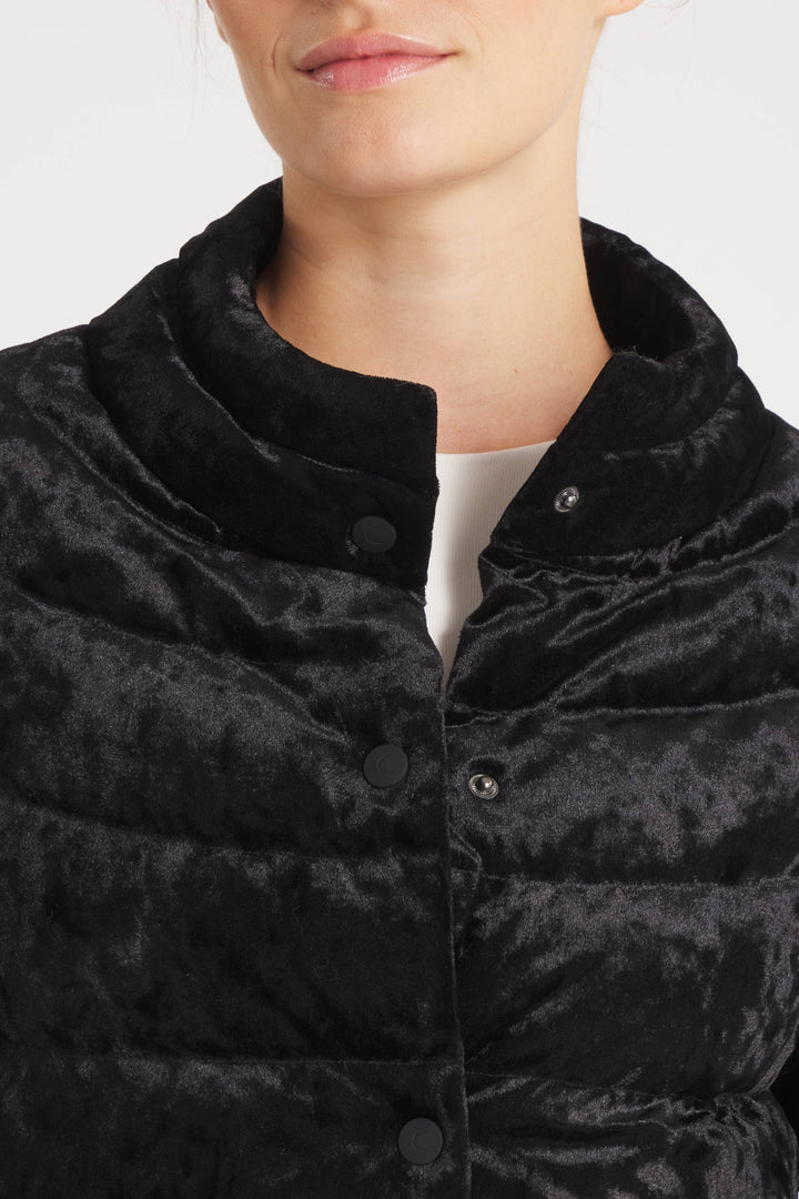 3/4 SLEEVE JACKET VELOUR DOWN MIDNIGHT BLACK THE SOHO