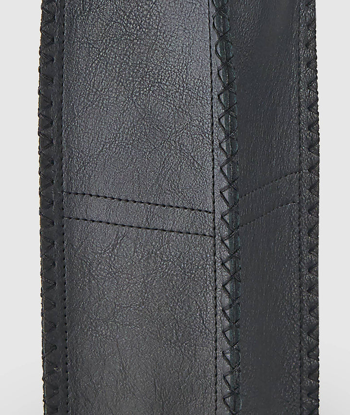 WINE TOTE BLACK LEATHER #22018