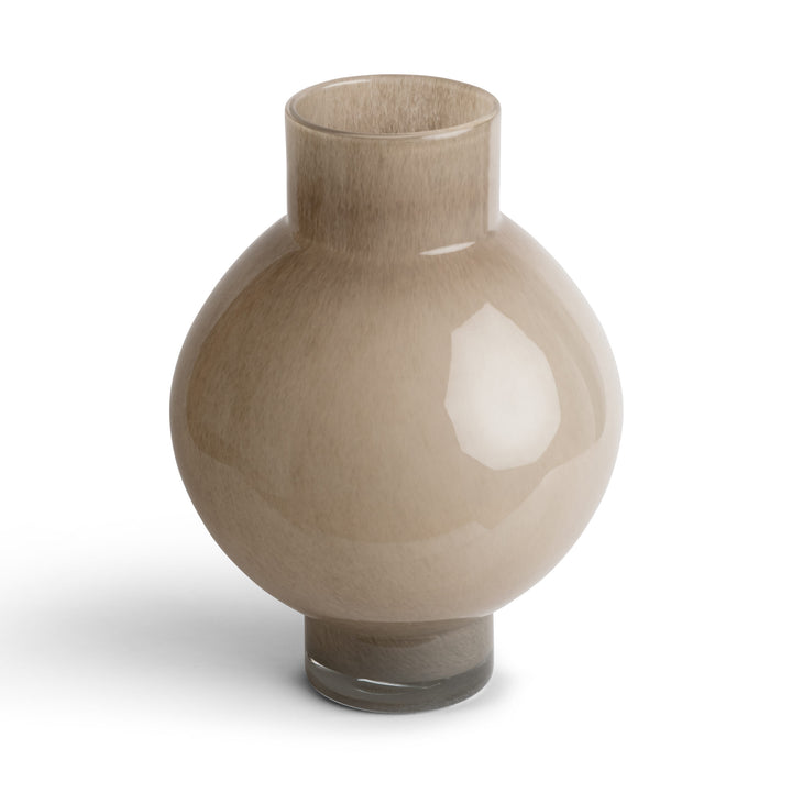 VASE BEIGE GLASS ROUNDED