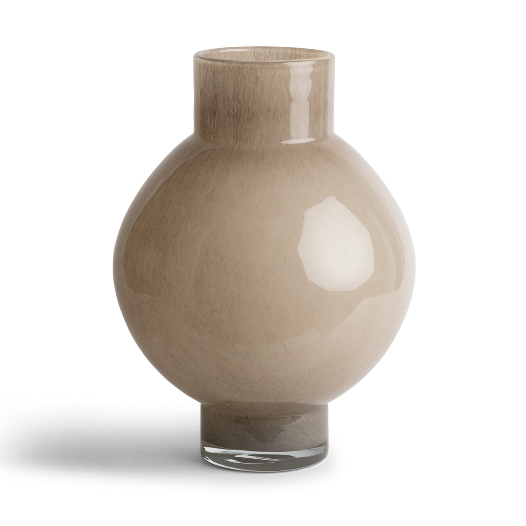 VASE BEIGE GLASS ROUNDED