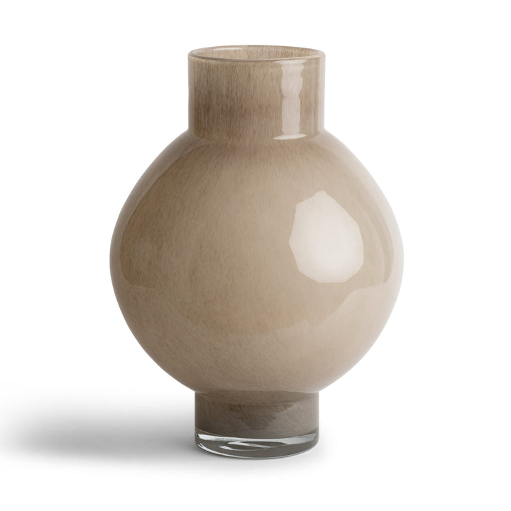 VASE BEIGE GLASS ROUNDED
