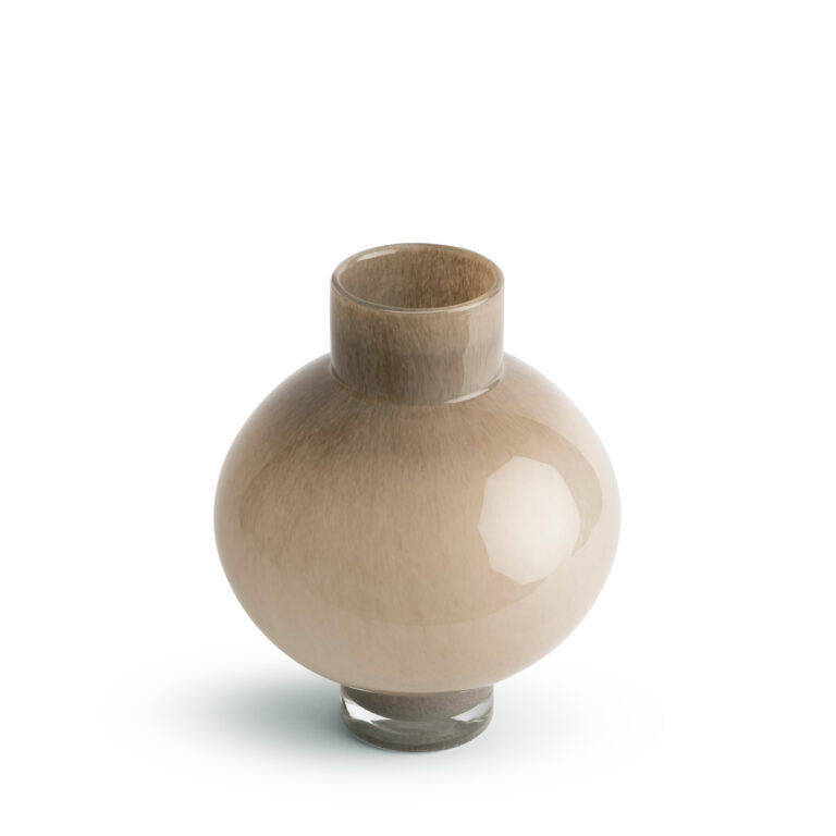 VASE BEIGE GLASS ROUNDED