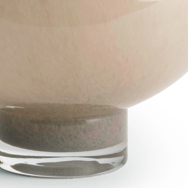 VASE BEIGE GLASS ROUNDED