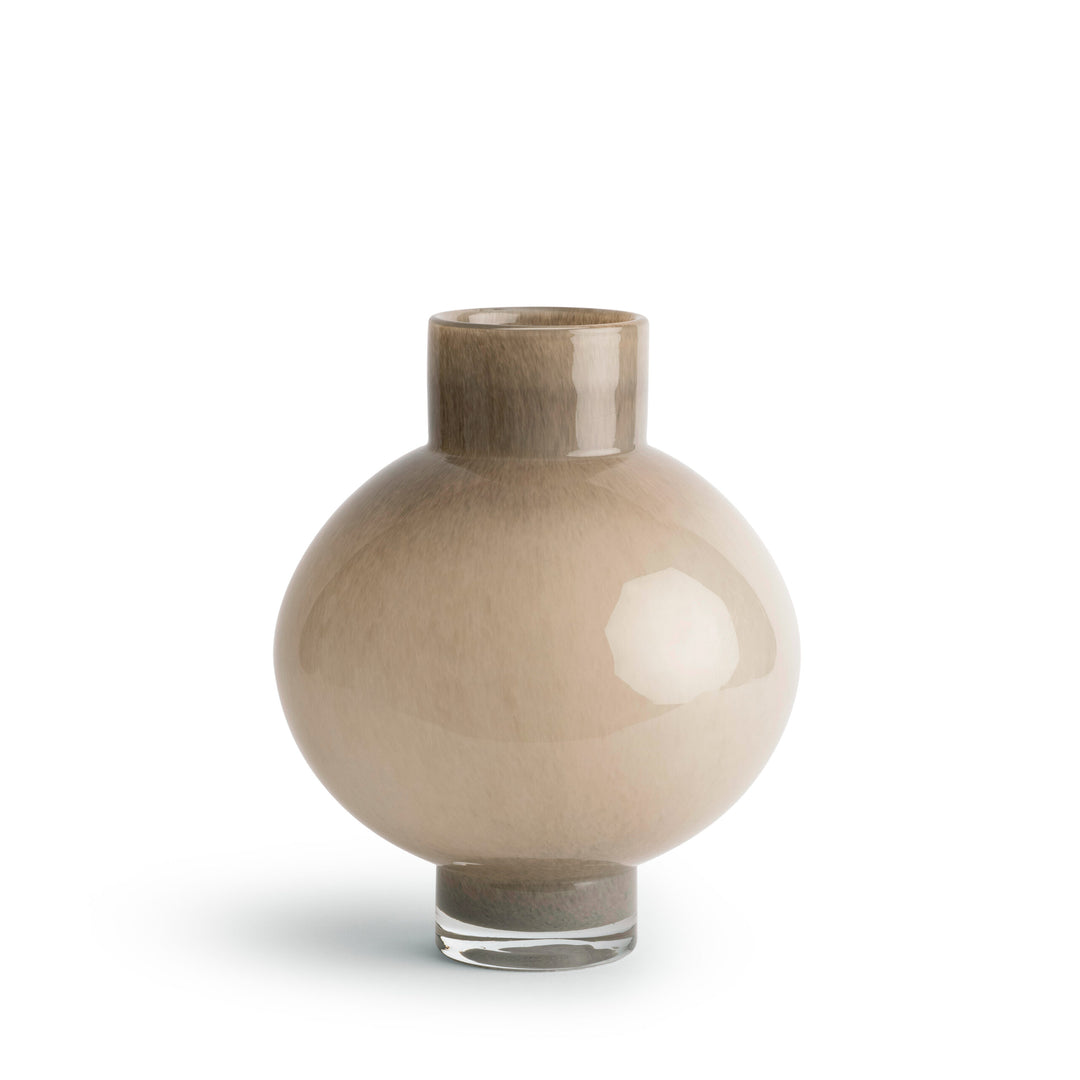 VASE BEIGE GLASS ROUNDED