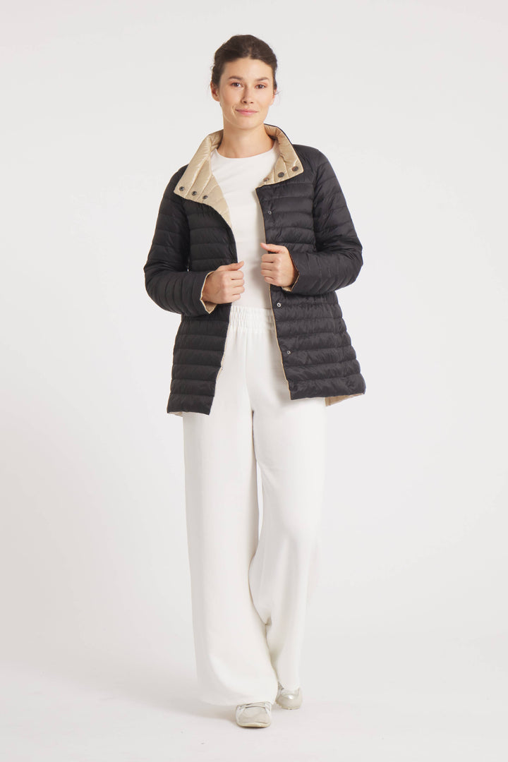 COAT REVERSIBLE DOWN 2 IN 1 MATTE BLACK TAUPE THE KNIGHTSBRIDGE
