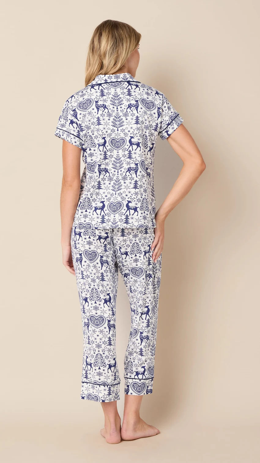 PAJAMA SET CAPRI HOLLY JOLLY BLUE FLANNEL