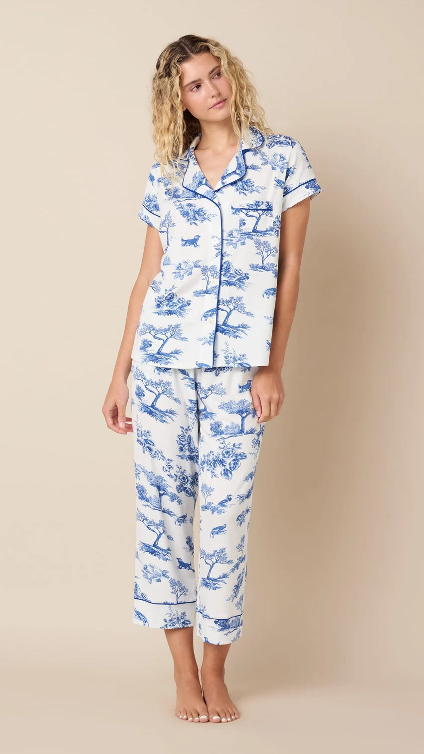 PAJAMA SET CAPRI HOLLY JOLLY WHITE FLANNEL