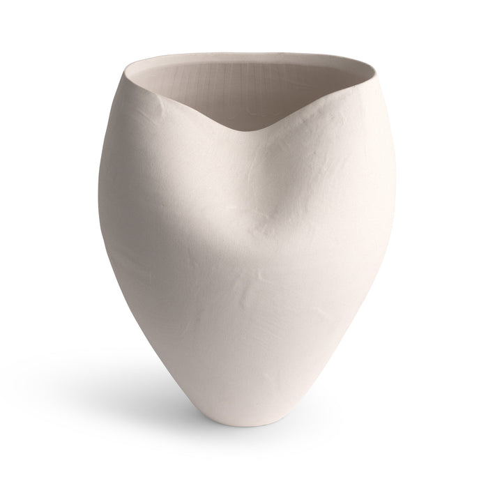 VASE WHITE CERAMIC INDENTATION 11W 14H