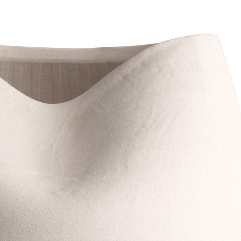 VASE WHITE CERAMIC INDENTATION 11W 14H