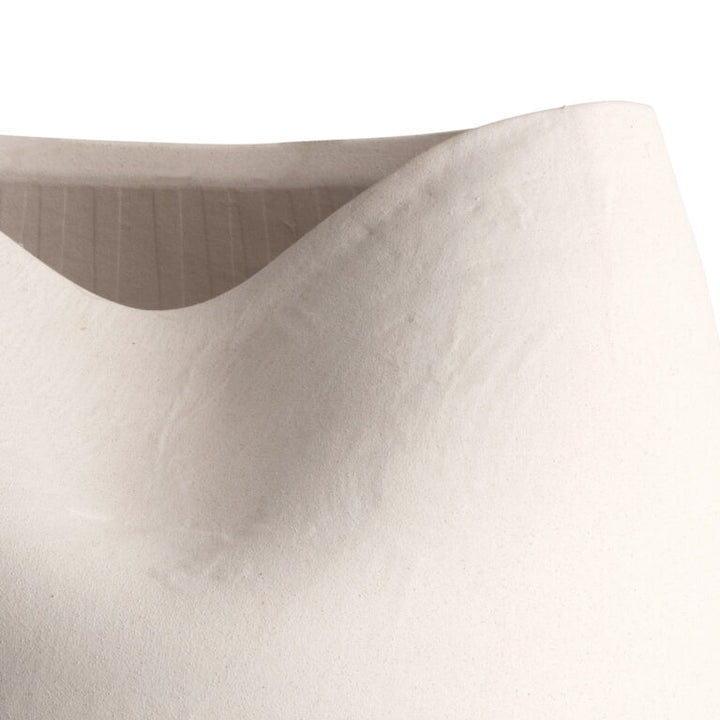 VASE WHITE CERAMIC INDENTATION 11W 14H