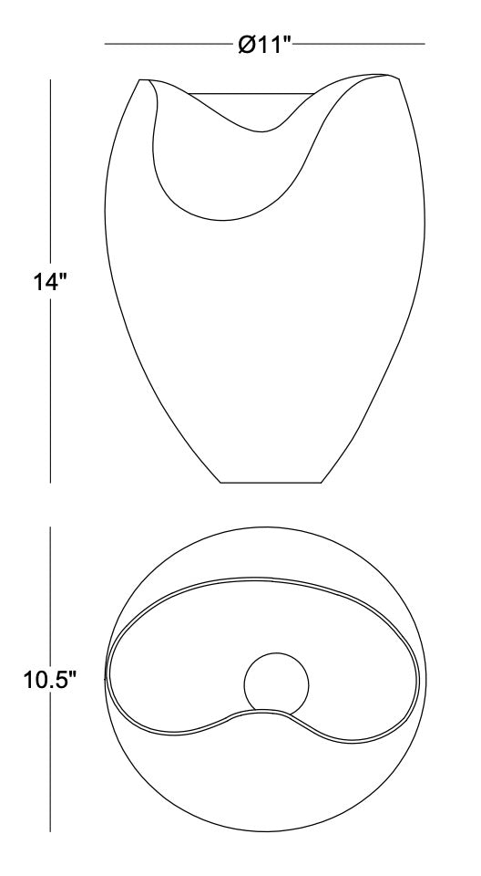 VASE WHITE CERAMIC INDENTATION 11W 14H