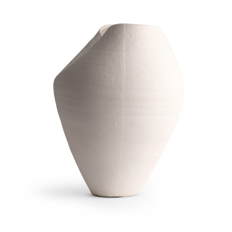 VASE WHITE CERAMIC INDENTATION 11W 14H