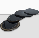 S/4 COASTERS AGATE BLACK PREMIUM LG #75440
