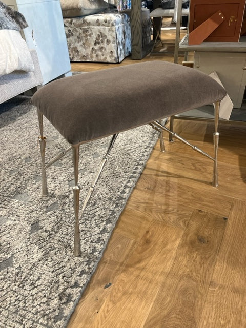 BENCH UPHOLSTERED ANTIQUE BRASS SMALL #2345