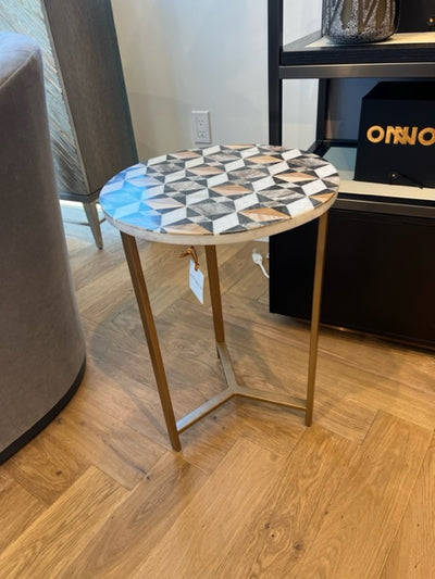 SIDE TABLE MOSAIC TOP BRASS