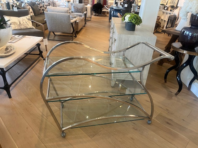 BAR CART VINTAGE CHROME DECO #52657
