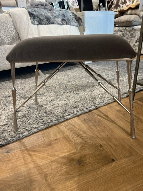 BENCH UPHOLSTERED ANTIQUE BRASS SMALL #2345