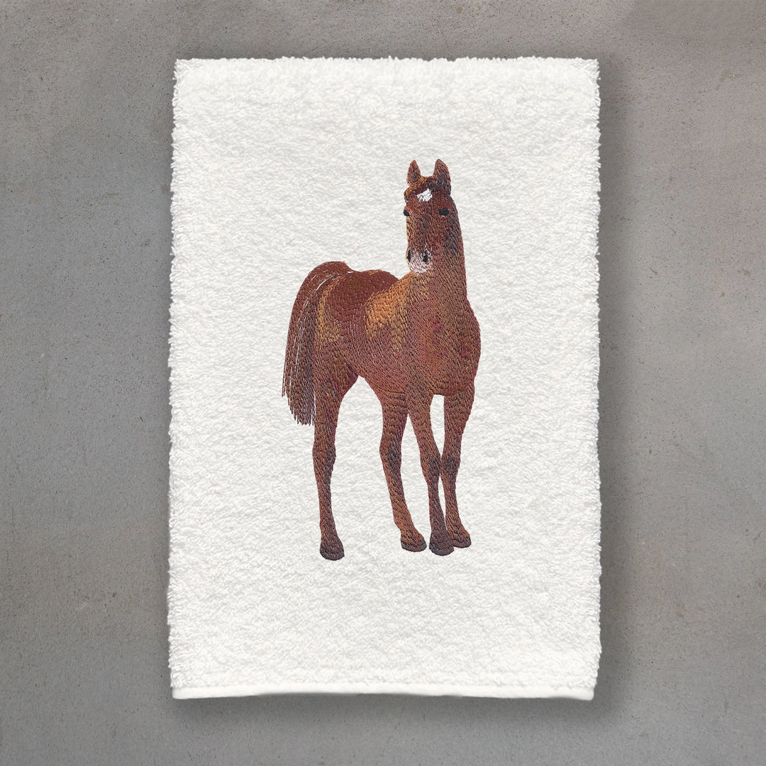GUEST TOWEL TERRY HORSE CHESTNUT