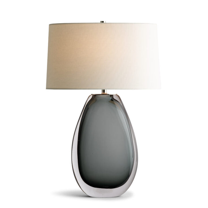 TABLE LAMP SMOKEY GREY GLASS OVAL