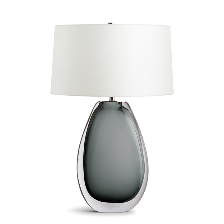 TABLE LAMP SMOKEY GREY GLASS OVAL