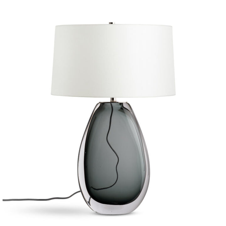 TABLE LAMP SMOKEY GREY GLASS OVAL
