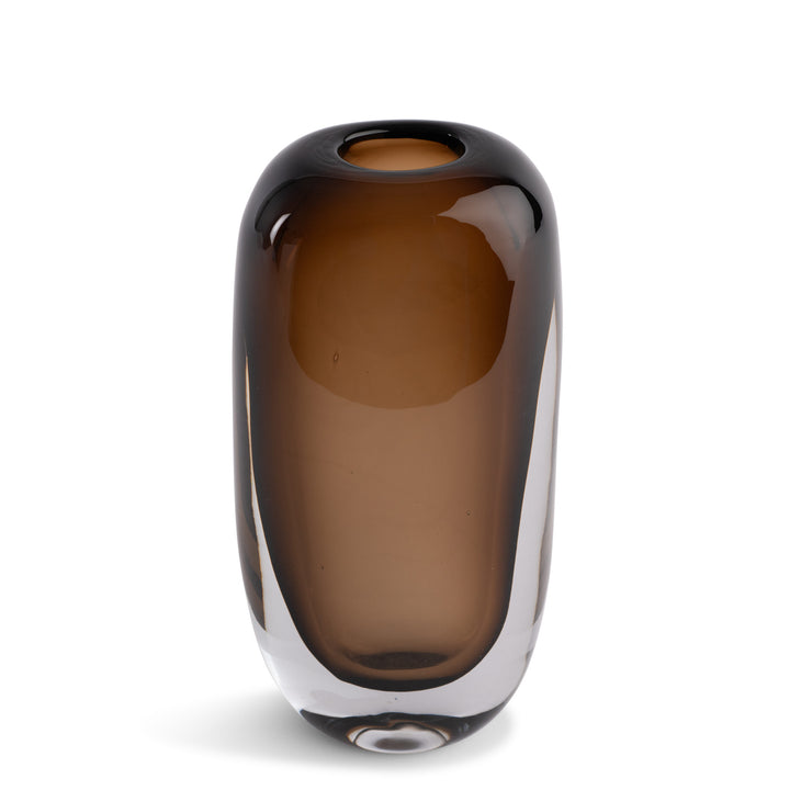 VASE TAPERED  BEIGE GLASS