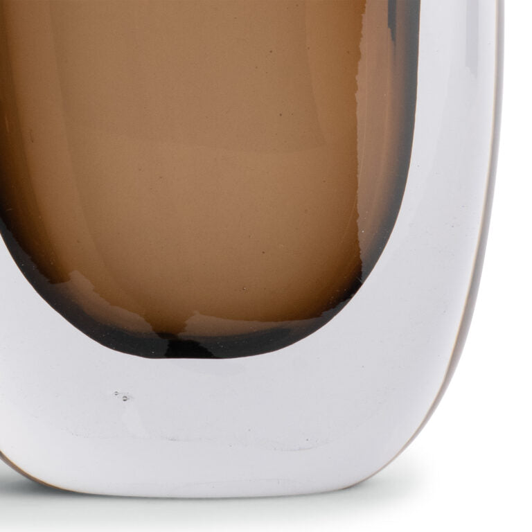 VASE TAPERED  BEIGE GLASS