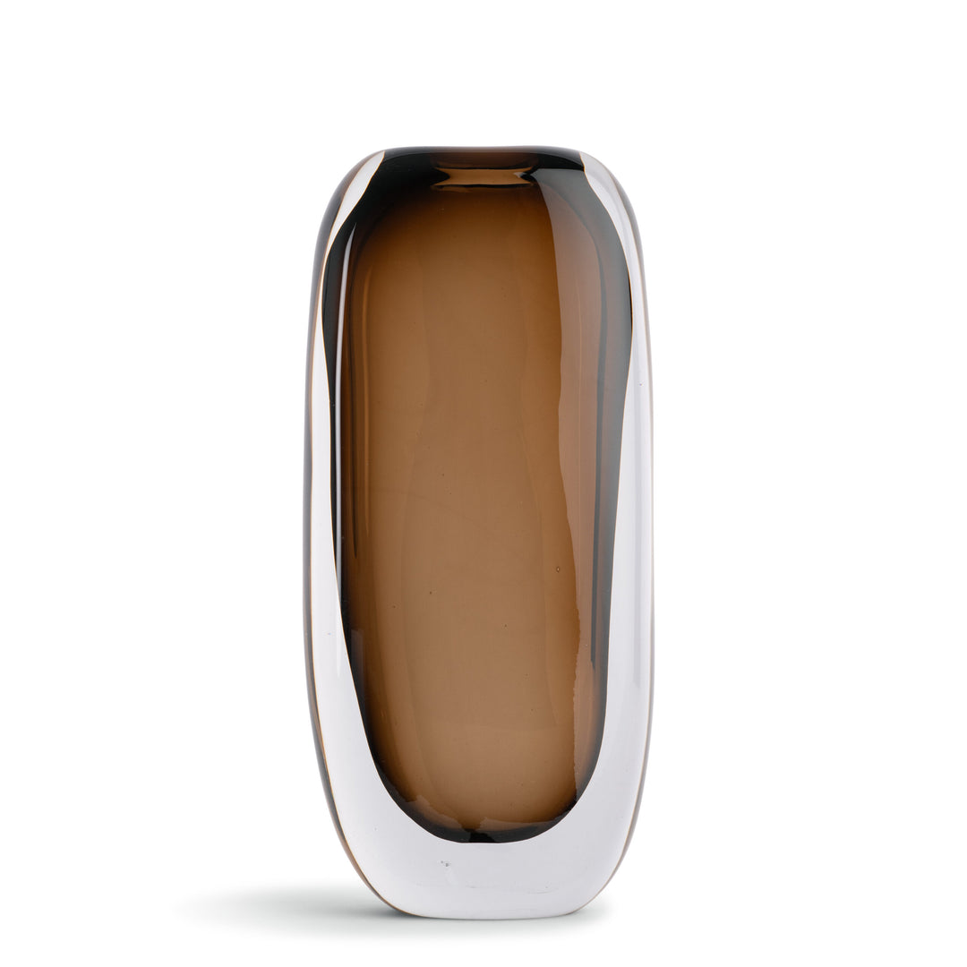 VASE TAPERED  BEIGE GLASS