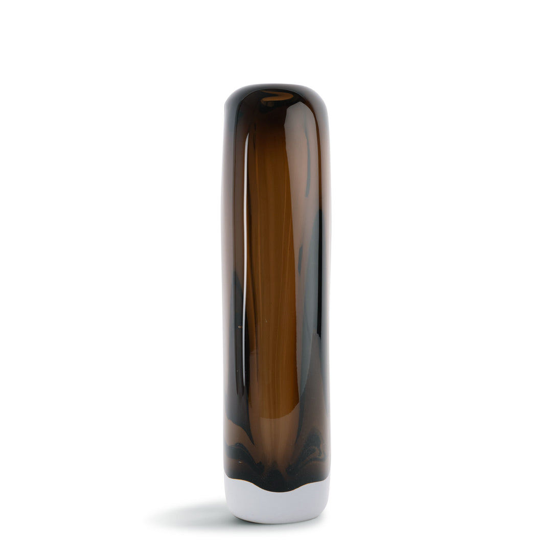 VASE TAPERED  BEIGE GLASS