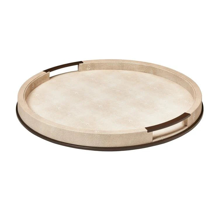 TRAY ECRU SHAGREEN ROUND LARGE