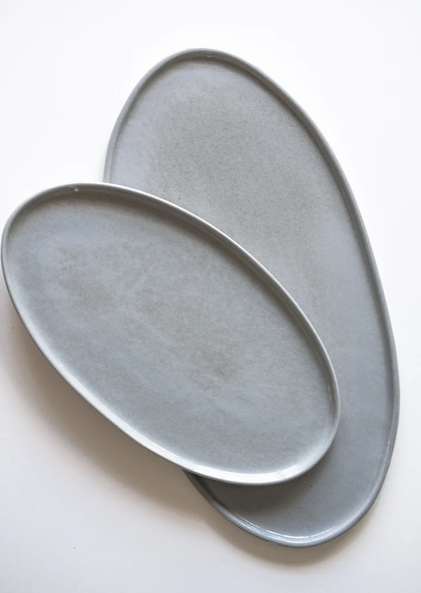 SERVING PLATTER PORCELAIN OVAL - GRAY SKY