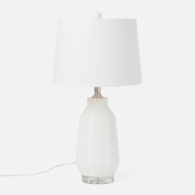 TABLE LAMP MATTE WHITE CERAMIC BUMBY TEXTURE