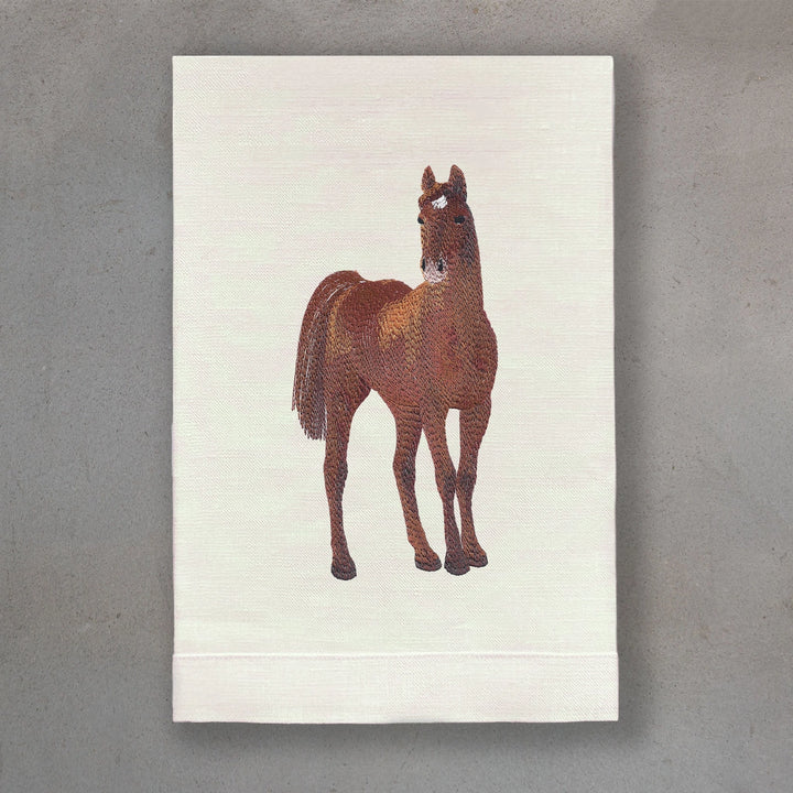 GUEST TOWEL LINEN HORSE CHESTNUT