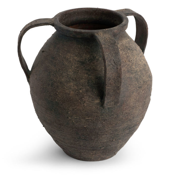 VASE BROWN CERAMIC WITH HANDLES