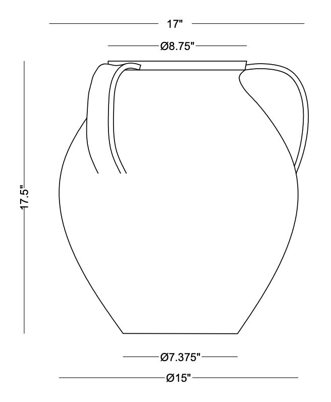 VASE BROWN CERAMIC WITH HANDLES