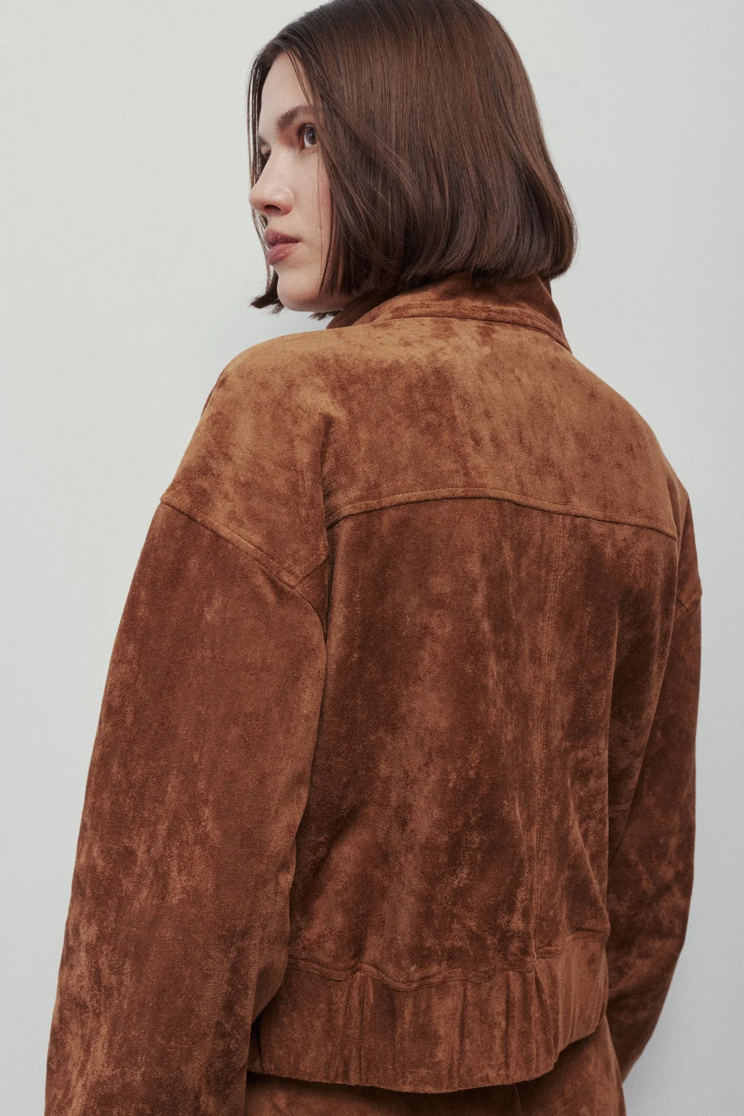 BOMBER JACKET FAUX SUEDE AUDE LIGHT CHESTNUT