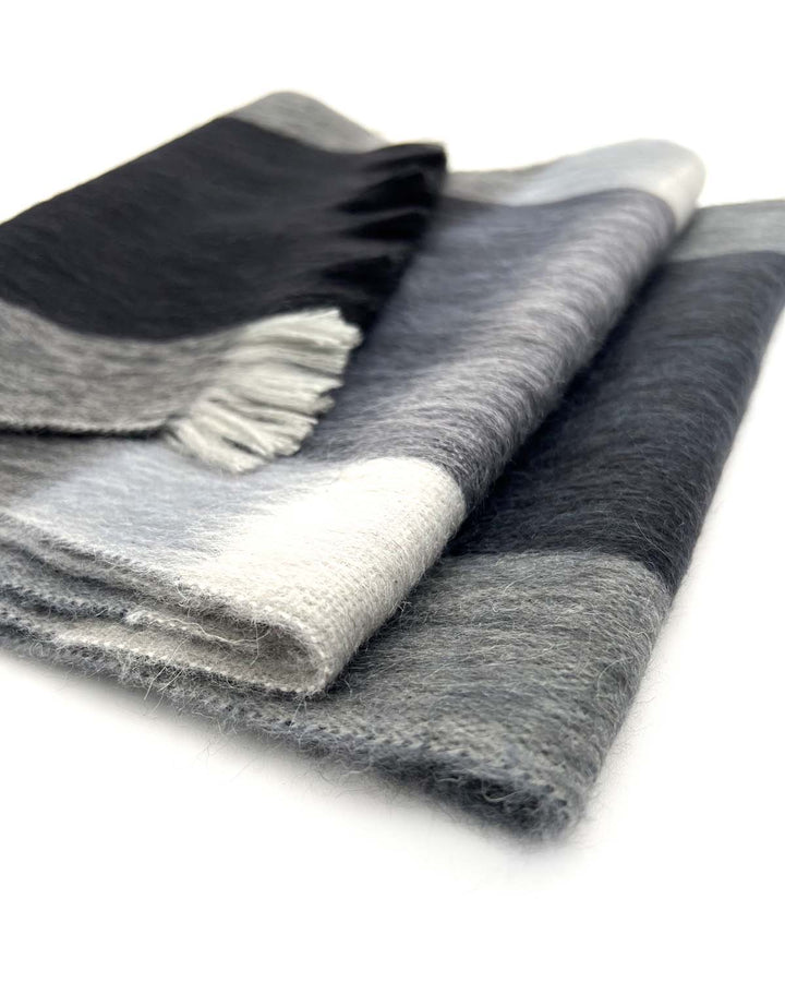 SCARF ALPACA PLAID STEEL