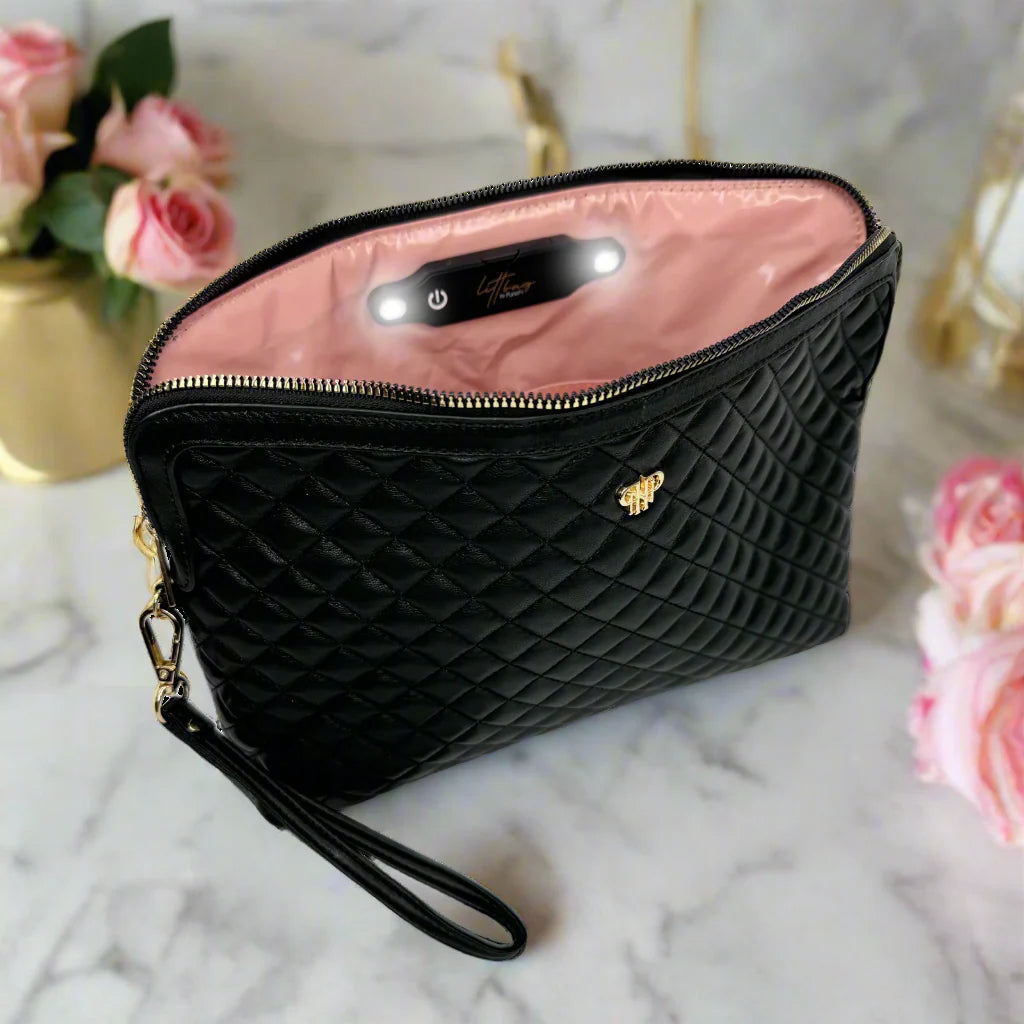 MAKE UP CASE BLACK QUILTED LARGE