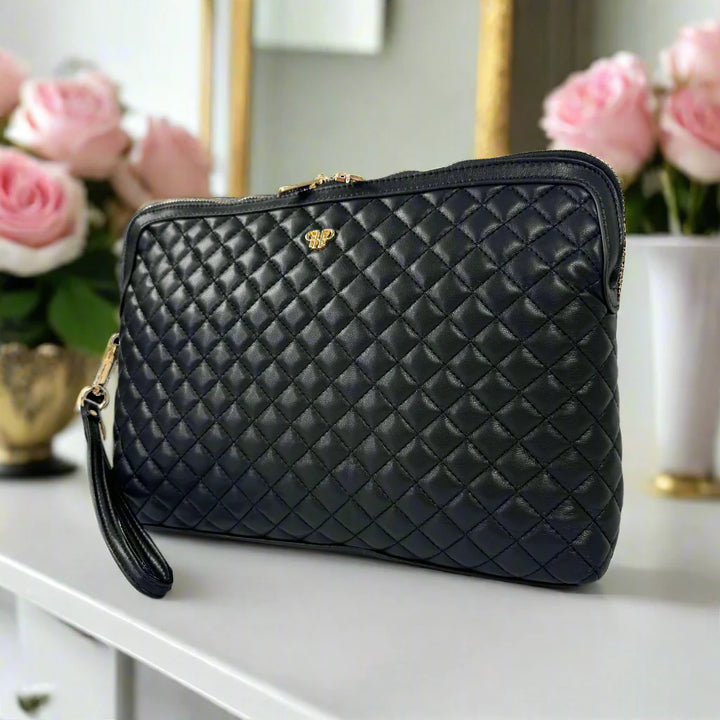 MAKE UP CASE BLACK QUILTED LARGE