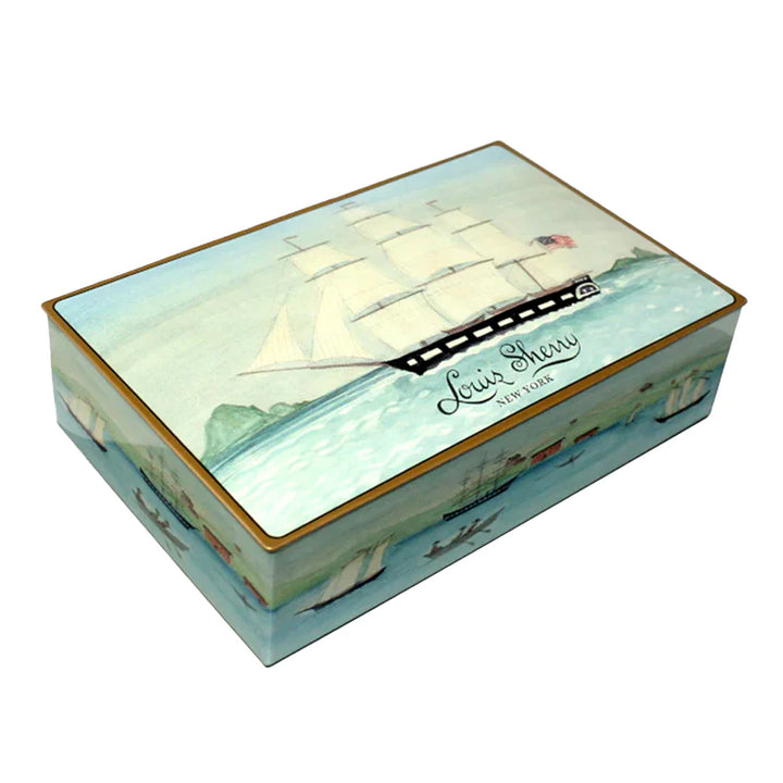 TIN CHOCOLATE 12-PIECE MARY MAGUIRE SHIP MONTICELLO